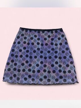 Purple Smiley Print Mini Skirt By Horoscopez Dolls Kill